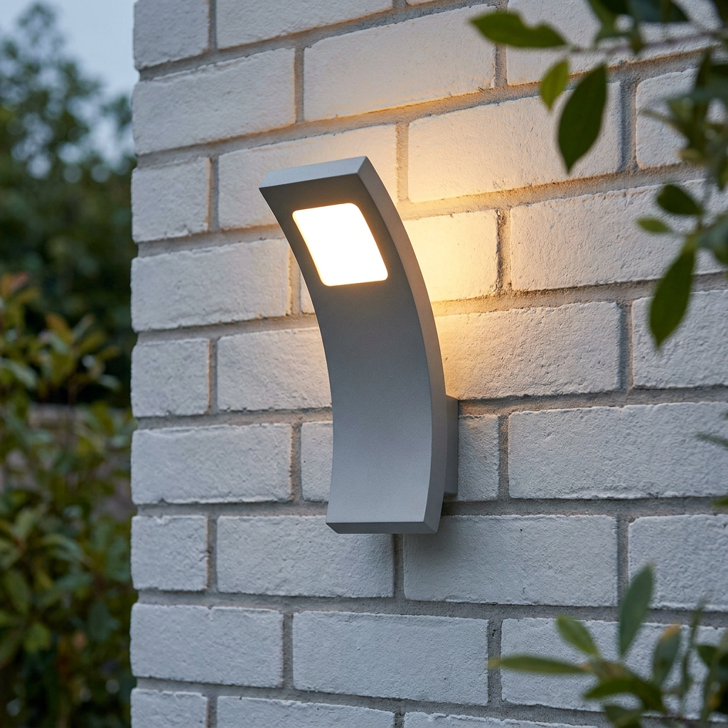 Oaks Mir Silver Grey Outdoor LED Wall Light