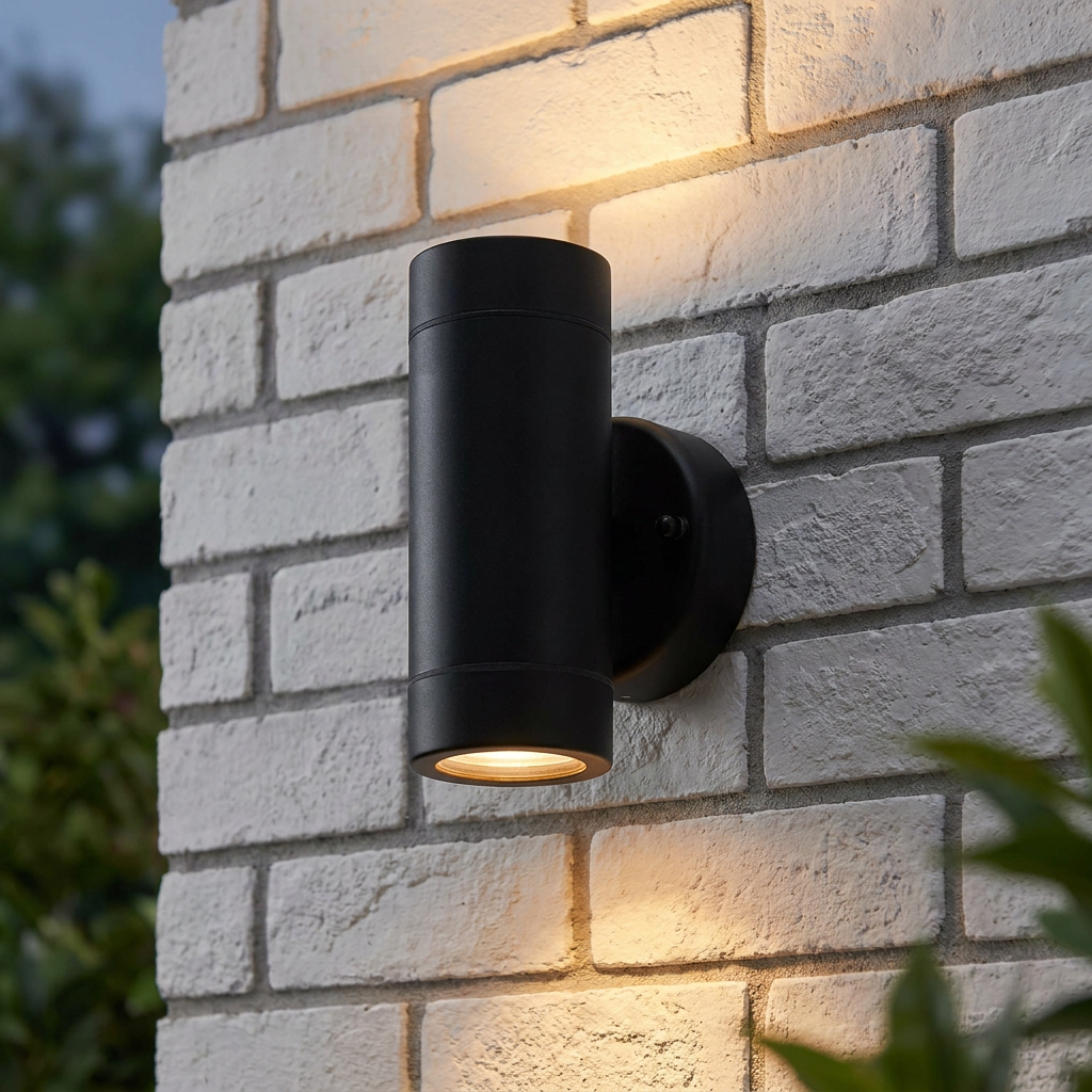 Palin 2 Light Black Outdoor Wall Light IP44 7W