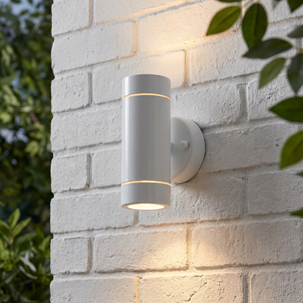 Palin 2 Light White Outdoor Wall Light IP44 7W