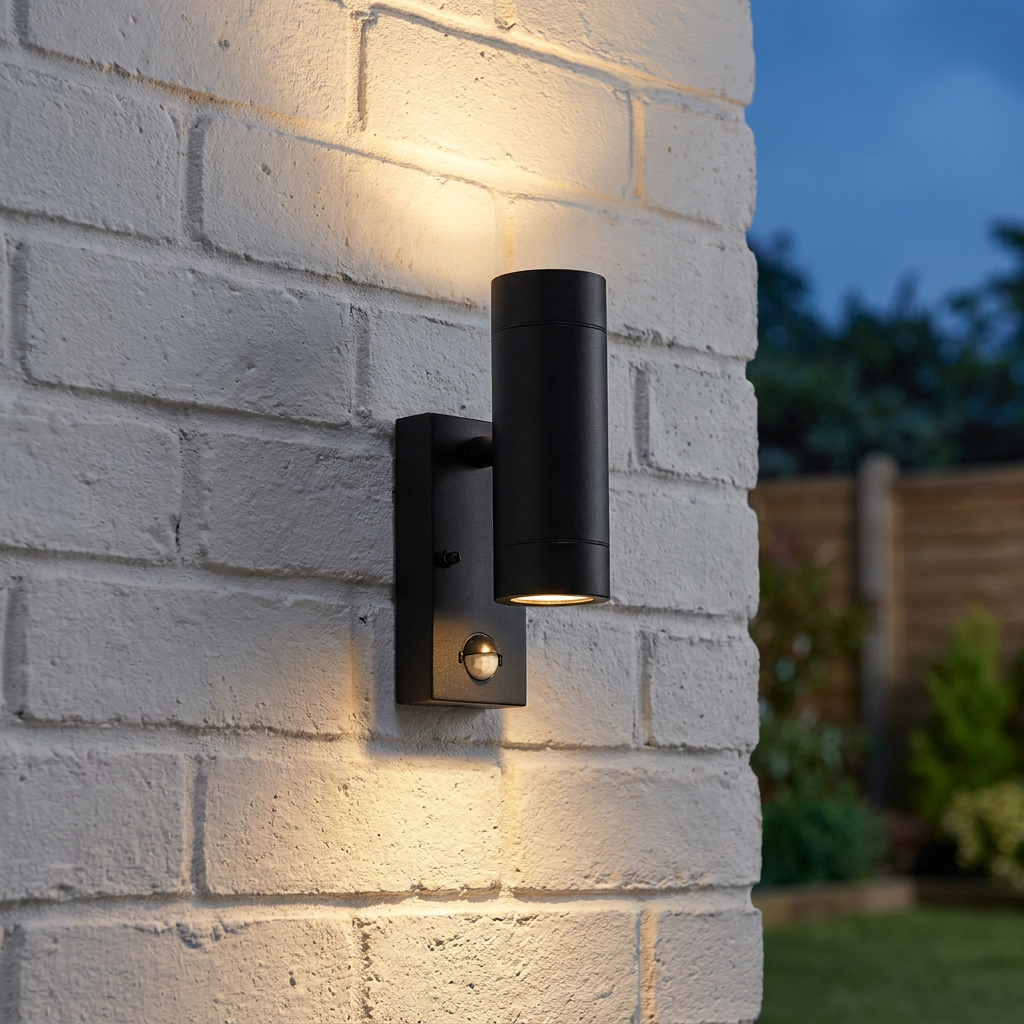Palin PIR Sensor Black Up & Down Outdoor Wall Light IP44 7W