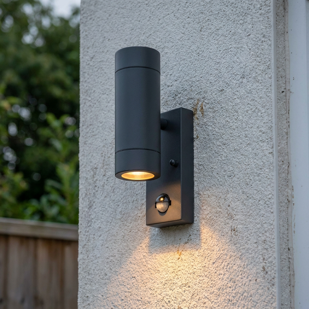 Palin PIR Sensor Twin Outdoor Grey Wall Light IP44 7W