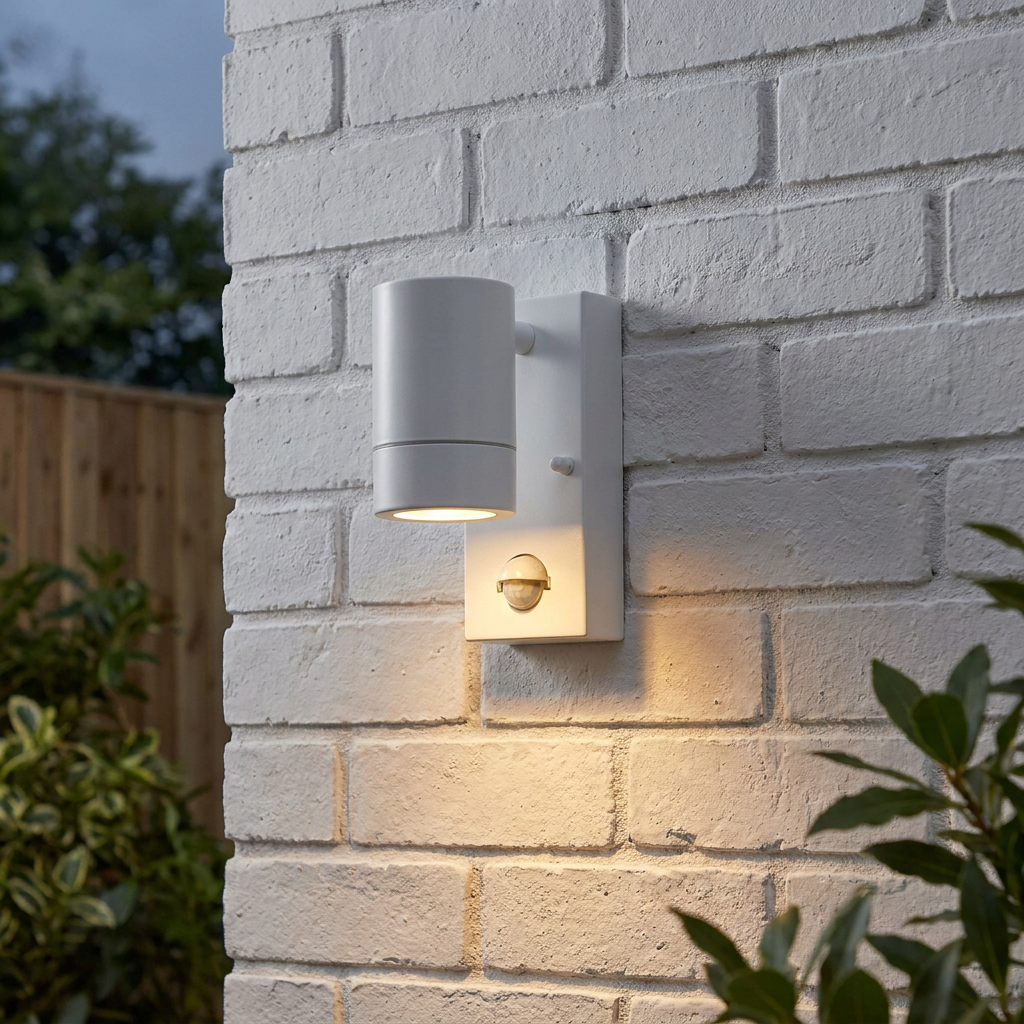 Palin PIR Sensor White Outdoor Downlight Wall Light IP44 7W