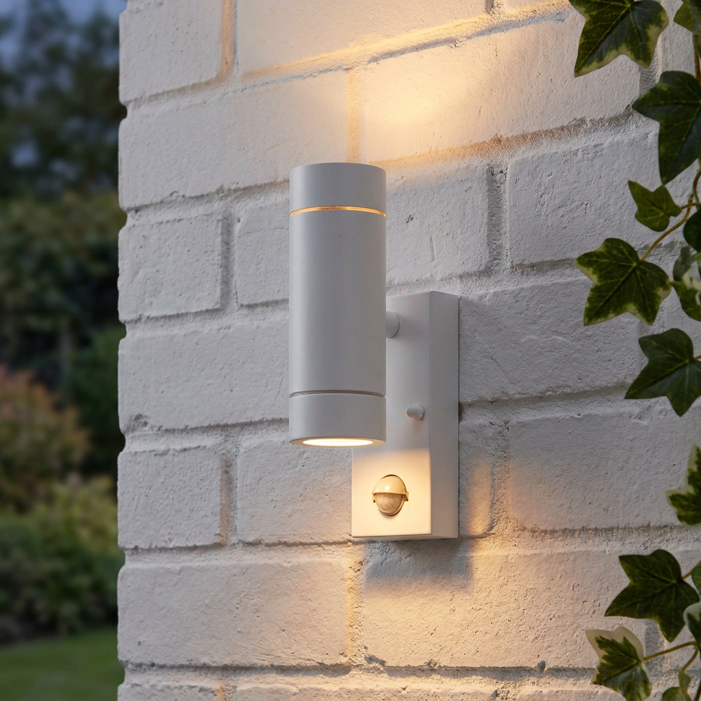 Palin PIR Sensor White Up & Down Outdoor Wall Light IP44 7W