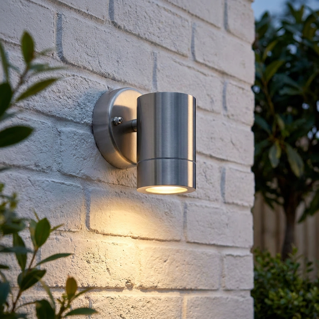 Palin Silver LED Outdoor Down Wall Light IP44 7W