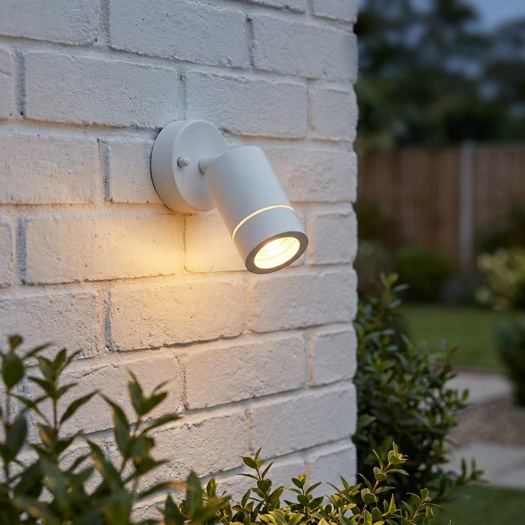 Palin White LED Outdoor Spot Wall Light IP44 7W