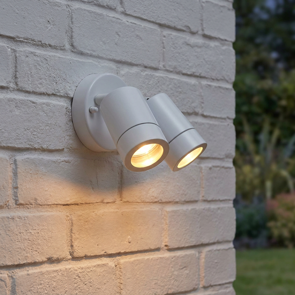 Palin White Twin Outdoor Spot Wall Light IP44 7W