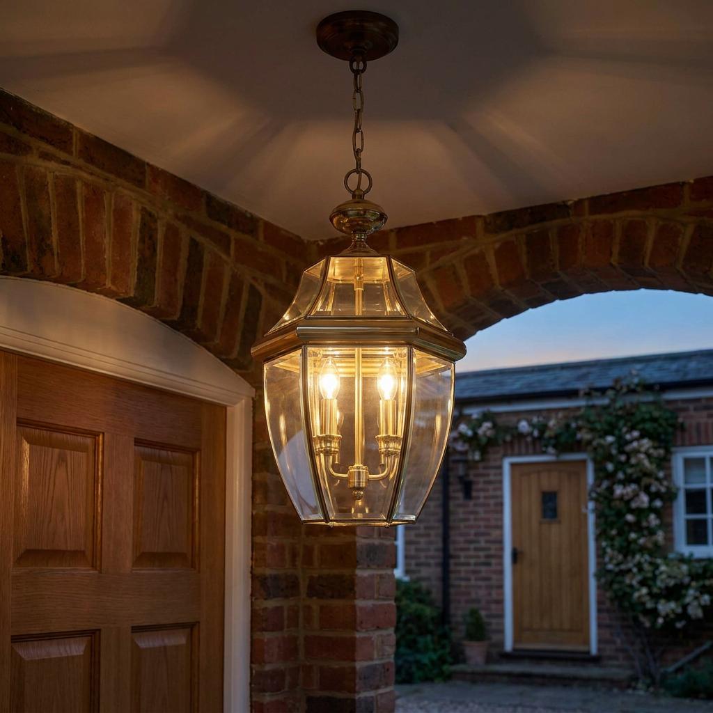 Elstead Newbury Polished Brass Large Outdoor Pendant Lantern QZ-NEWBURY8-L-PB