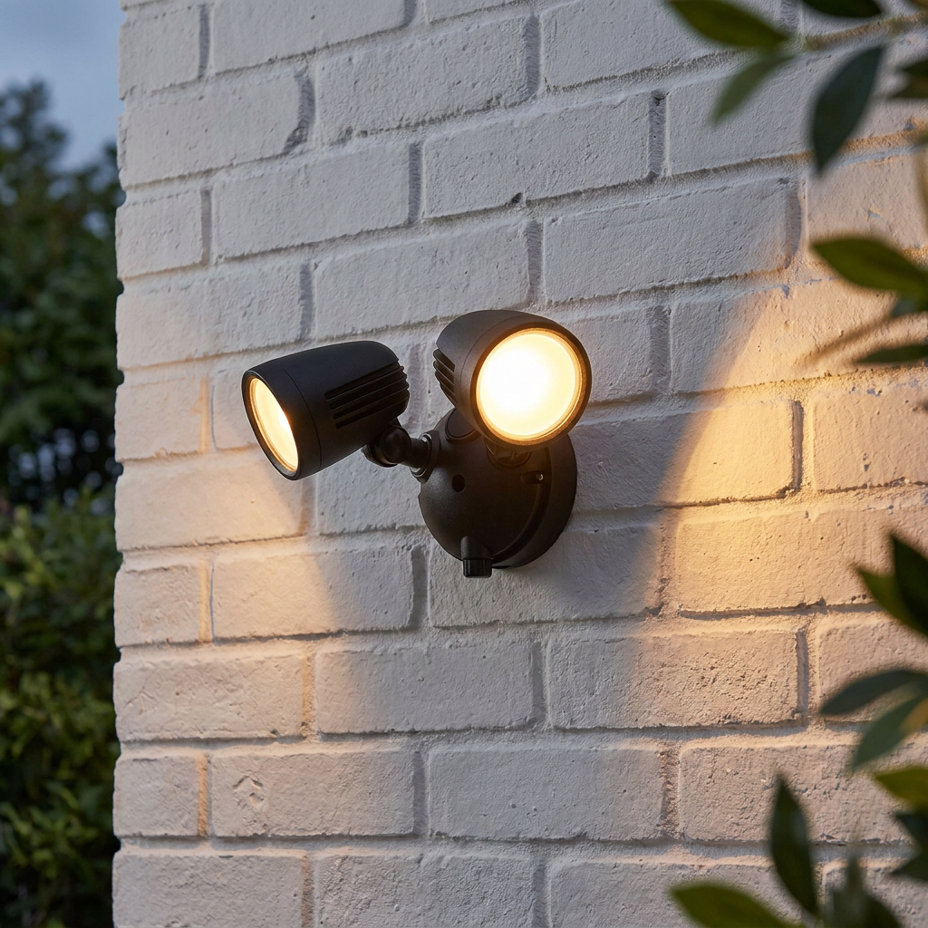 Salde Twin LED Black Outdoor Security Wall Light IP54 10W