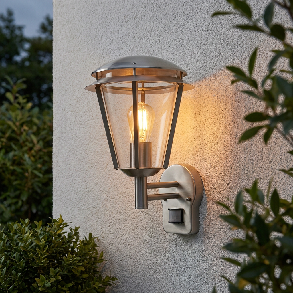 Saxby Inova Brushed Stainless Steel Outdoor PIR Wall Light