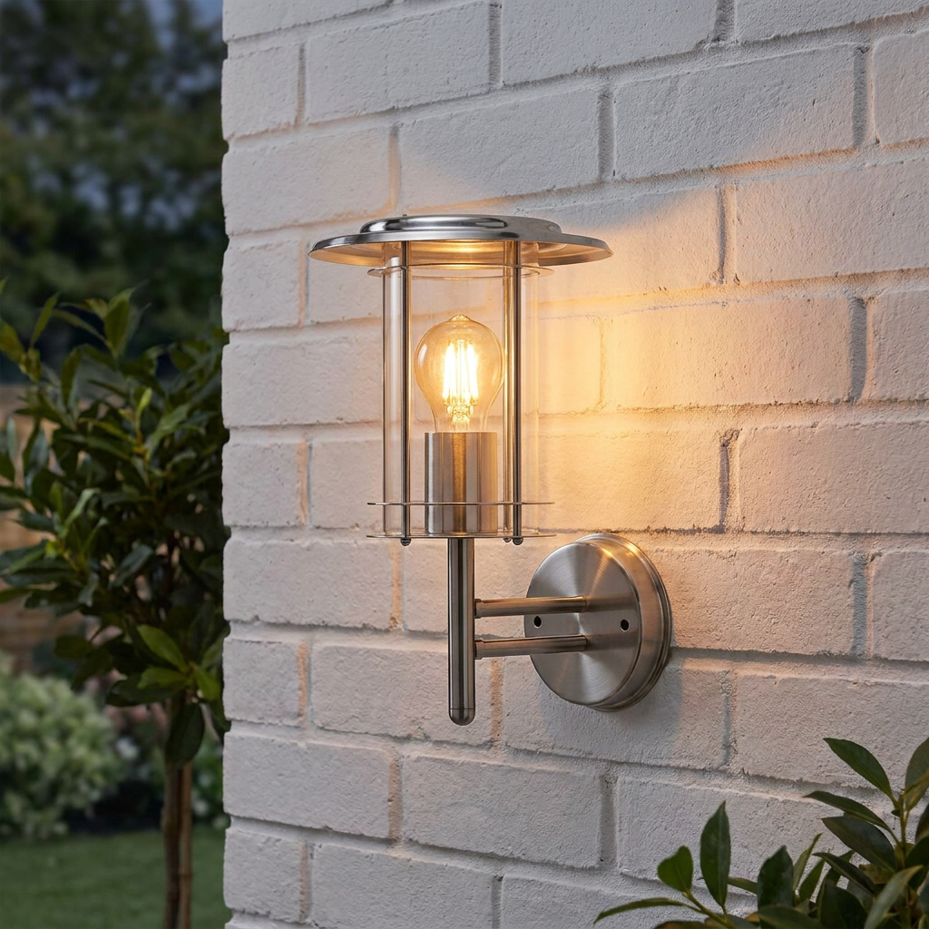Saxby York Polished Stainless Steel Outdoor Wall Light