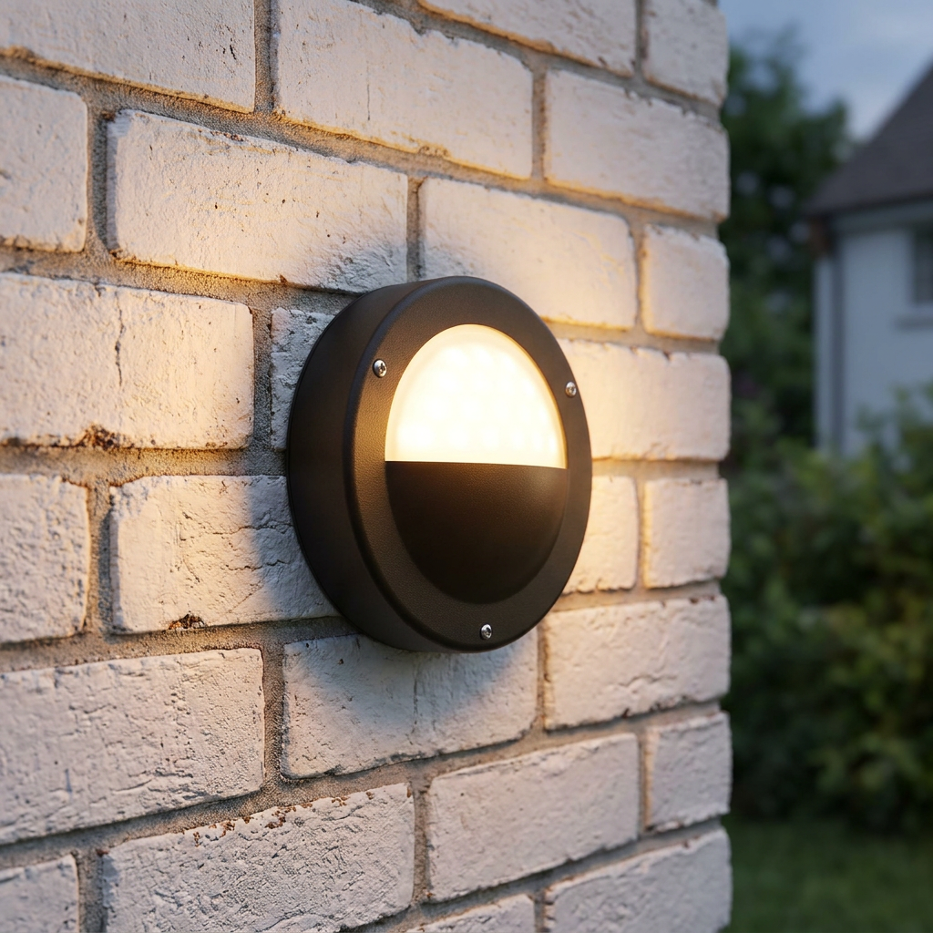 Searchlight Bangor LED White Outdoor Round Flush Wall Light