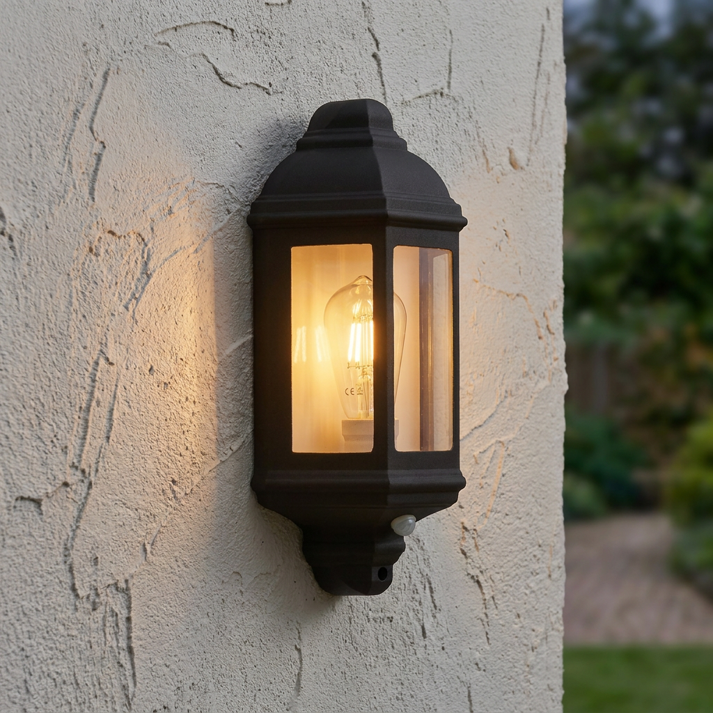 Searchlight Maine Black PIR Outdoor Wall Light - IP44