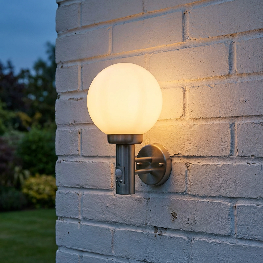 Searchlight Orb Stainless Steel Outdoor PIR Wall Light