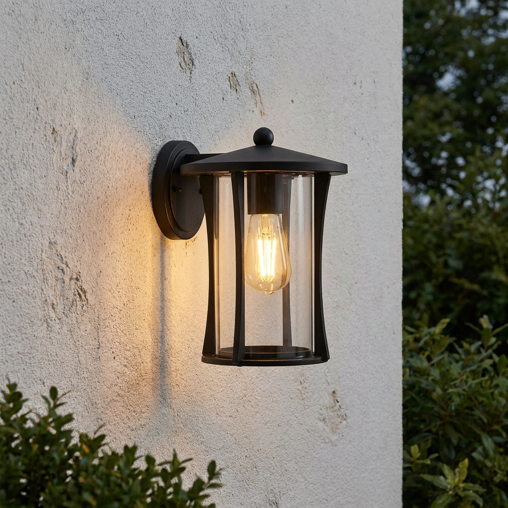 Searchlight Pagoda 1 Light Outdoor Black Wall/Porch Light