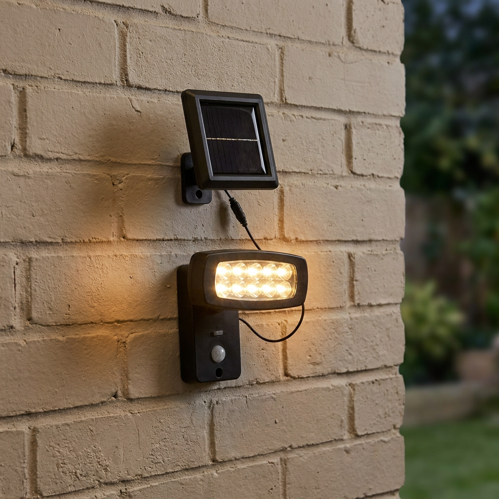 Searchlight Solar Black LED PIR Outdoor Wall Light - 10cm