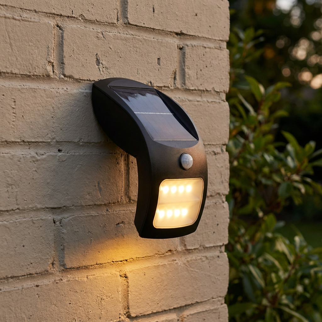 Searchlight Solar Black LED PIR Outdoor Wall Light