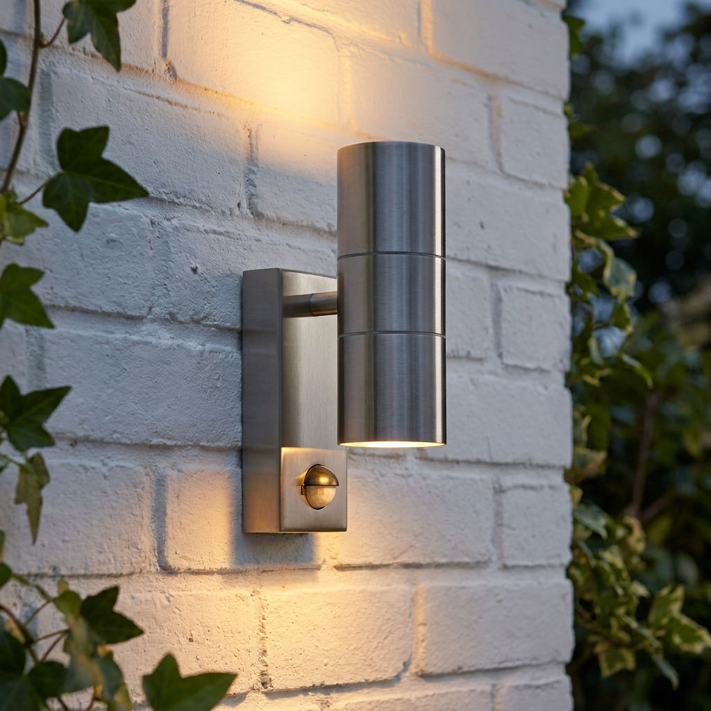 Searchlight Stainless Steel Up/Down LED Outdoor PIR Wall Light