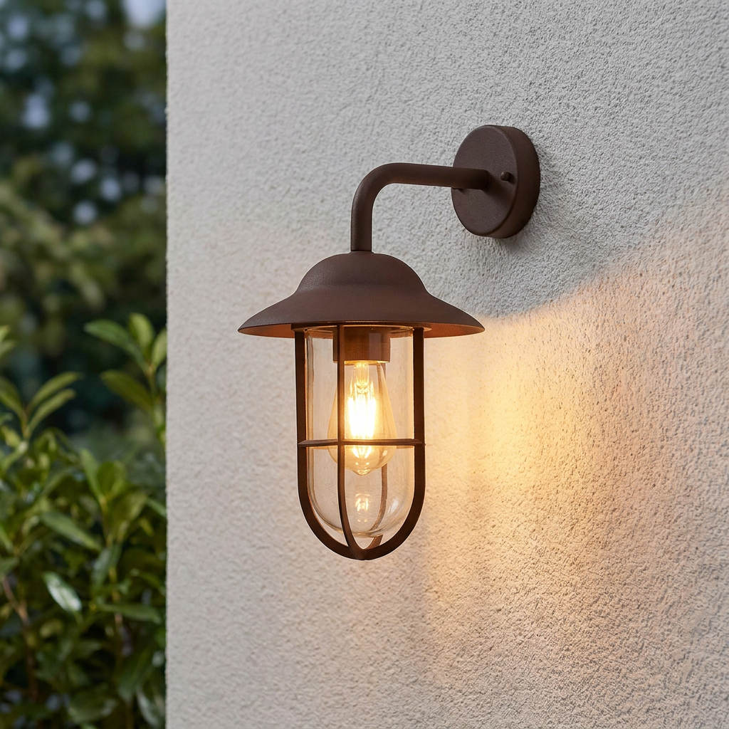 Toronto 1 Light Rust Brown Outdoor Wall Light - Clear Glass