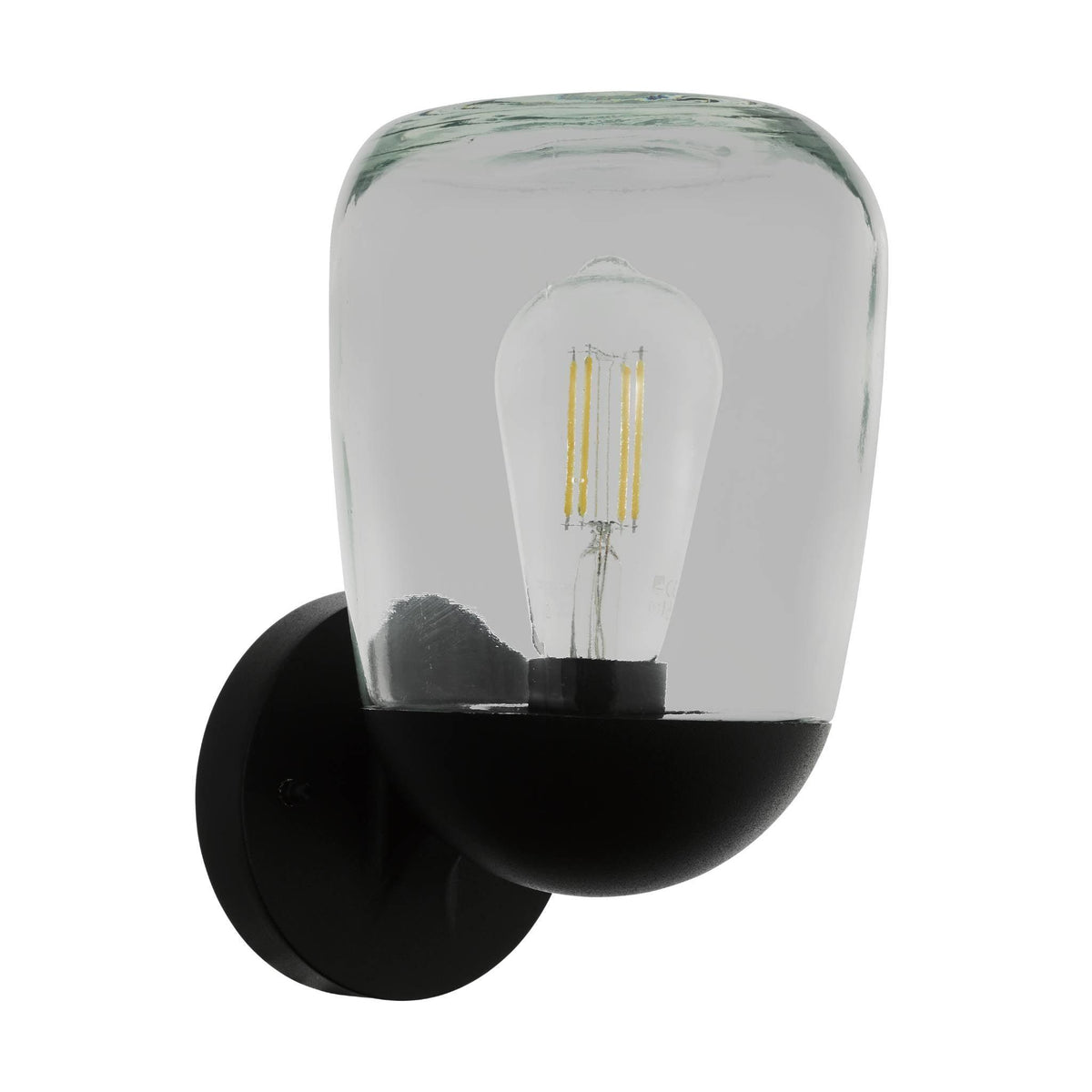Eglo Donatori Black & Clear Glass Outdoor Wall Light - IP44-WAREHOUSE-40-200326