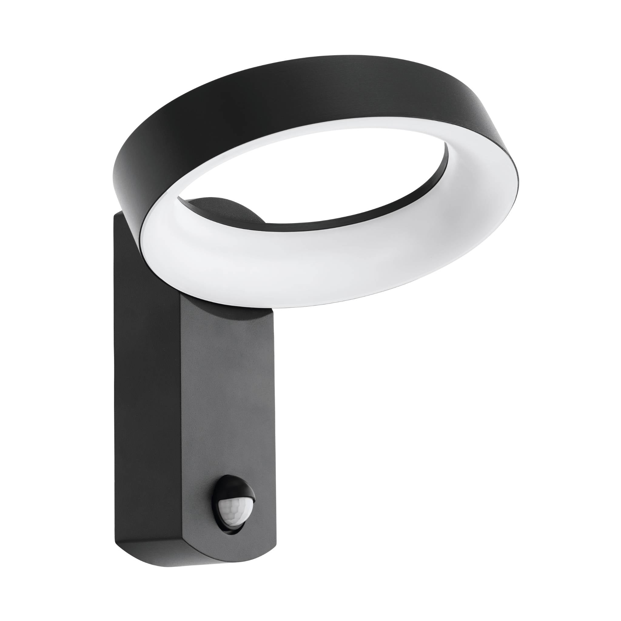 eglo pernate grey led pir outdoor wall light living room close up