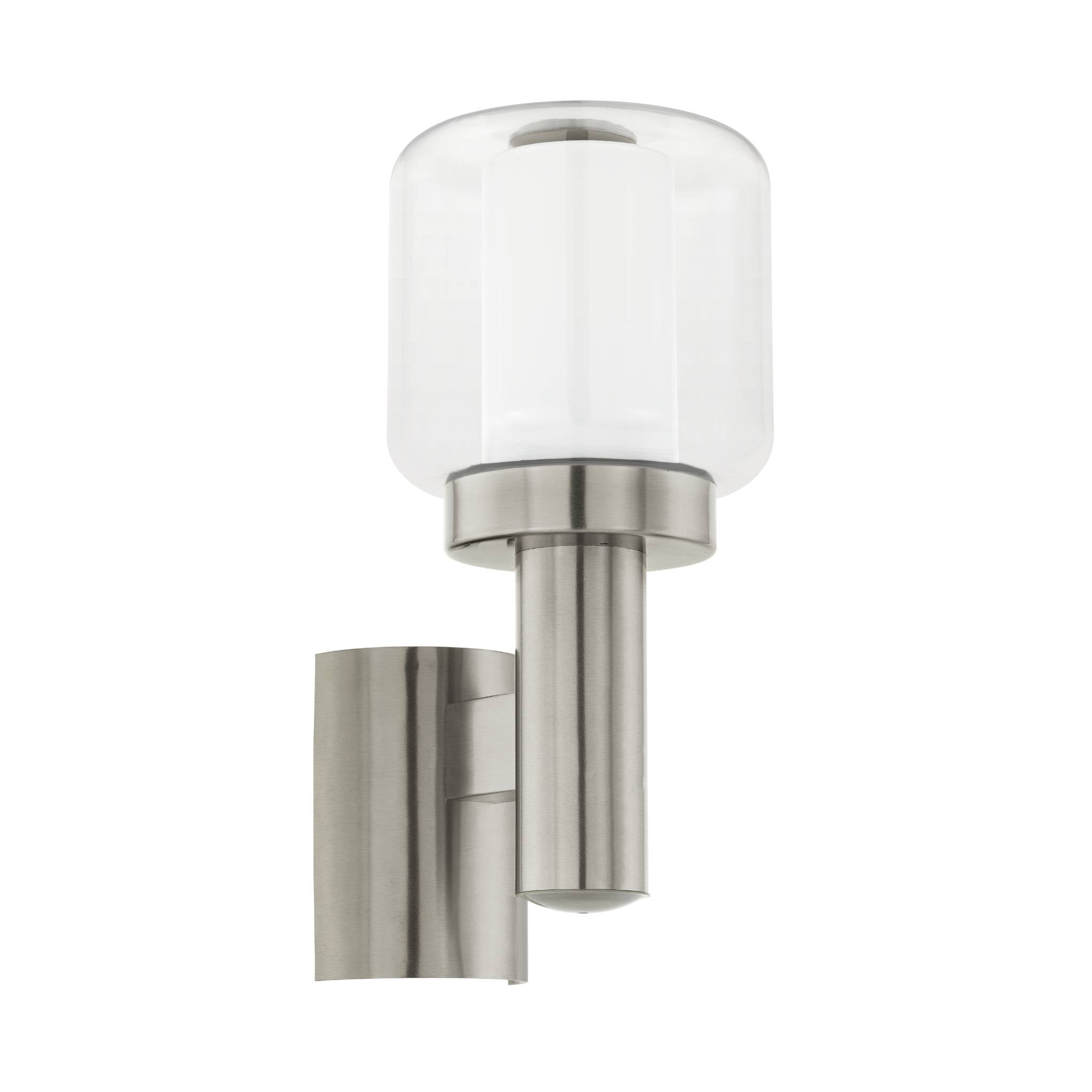 eglo poliento ip44 stainless steel outdoor wall light living room close up