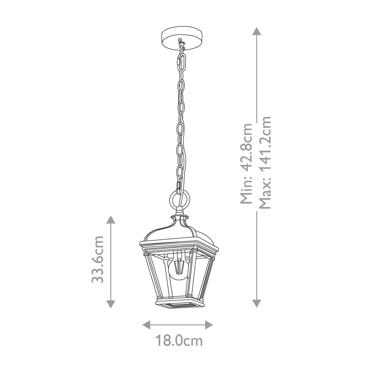 Elstead Bayview 1 Light Medium Outdoor Chain Lantern — alternate view