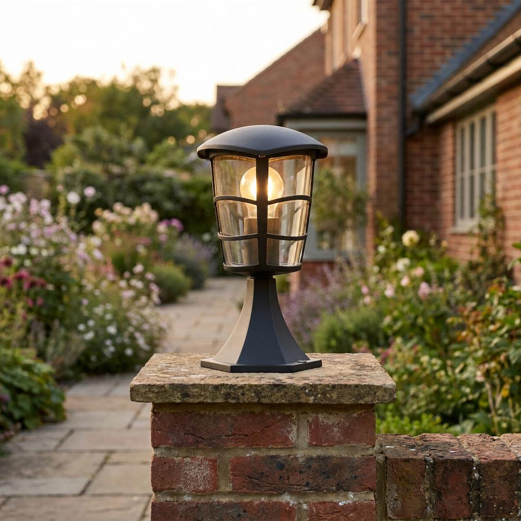 Eglo Aloria IP44 Black Pedestal Light