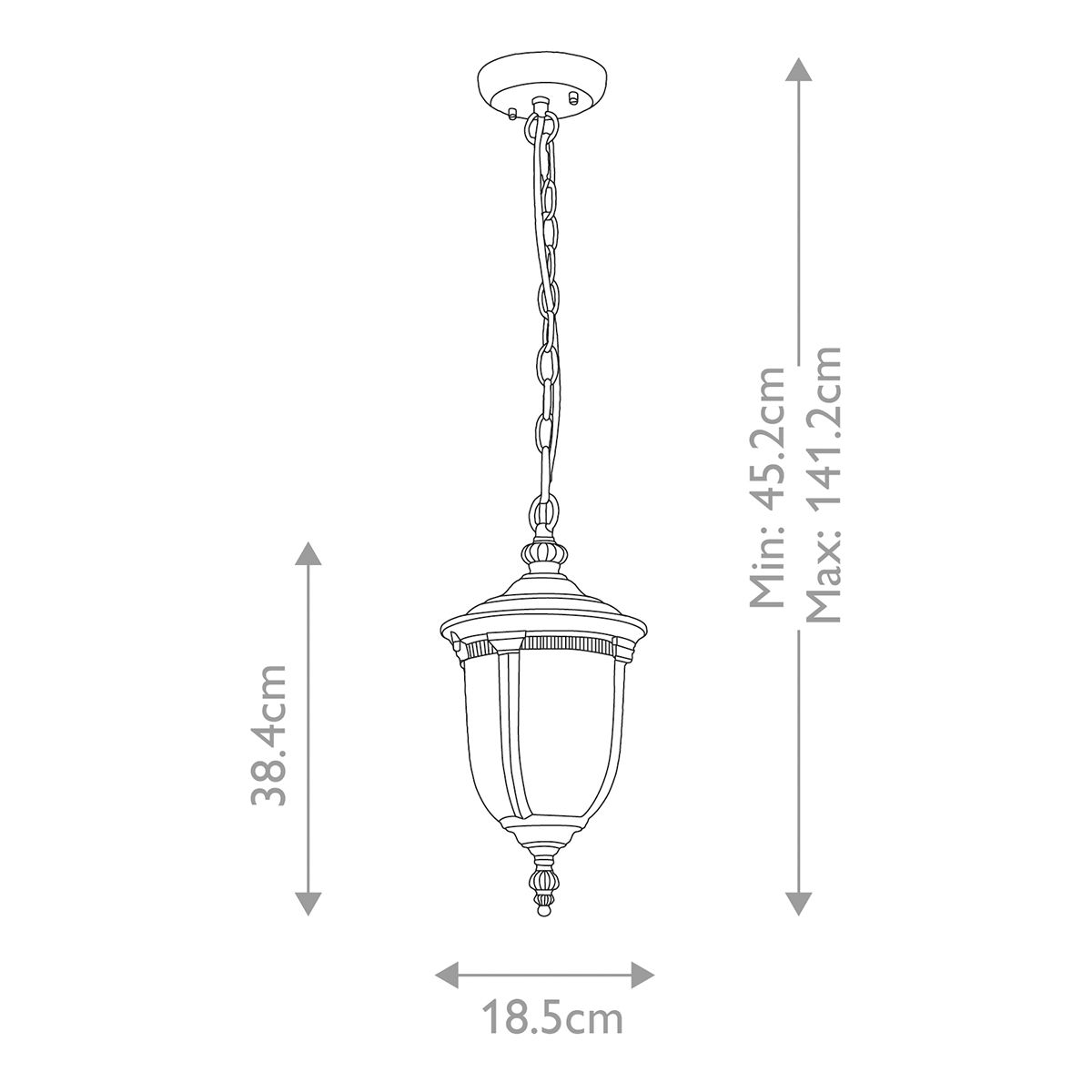 Elstead Cleveland 1 Light Bronze Outdoor Small Chain Lantern — alternate view