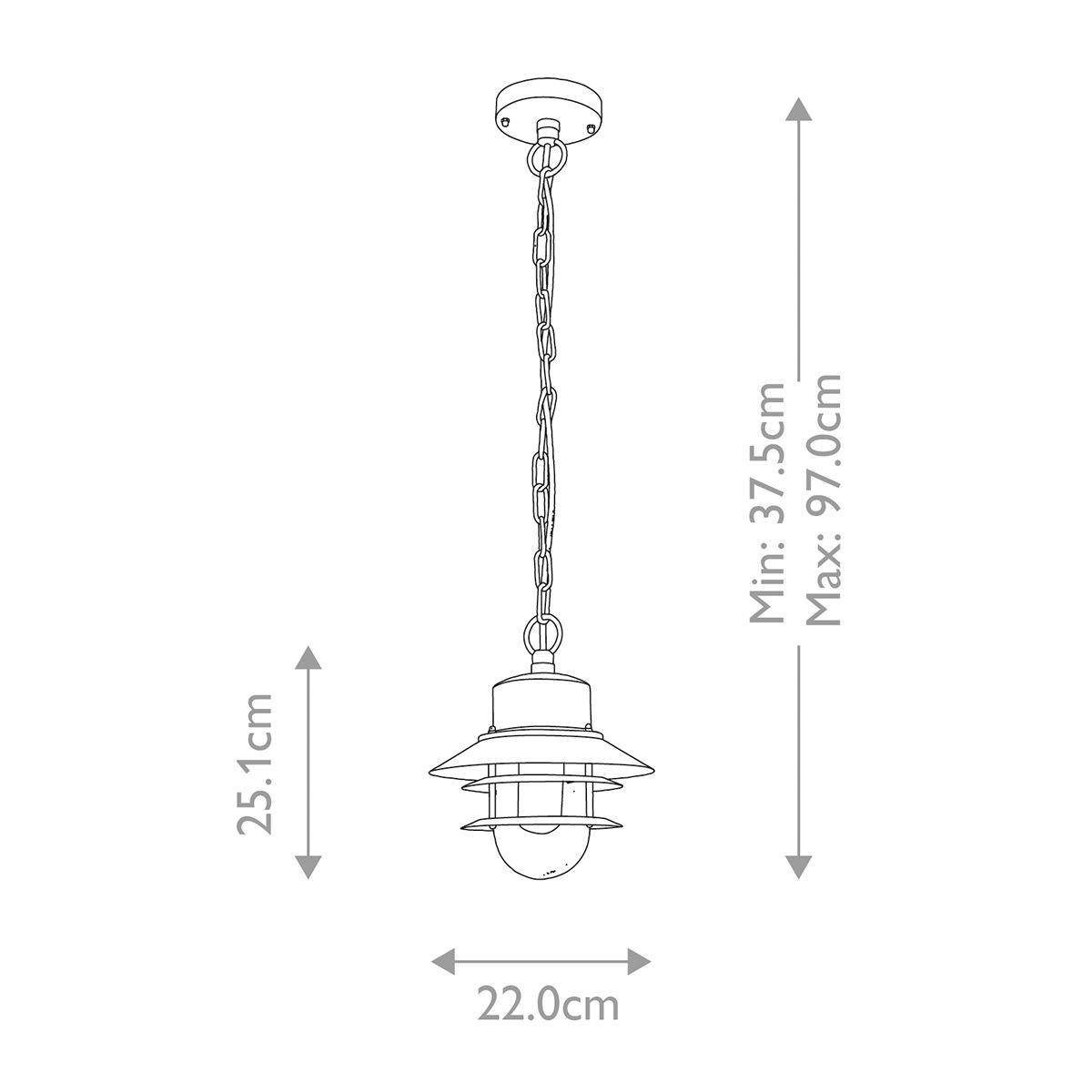 Elstead Copenhagen 1 Light Silver Outdoor Chain Lantern — alternate view