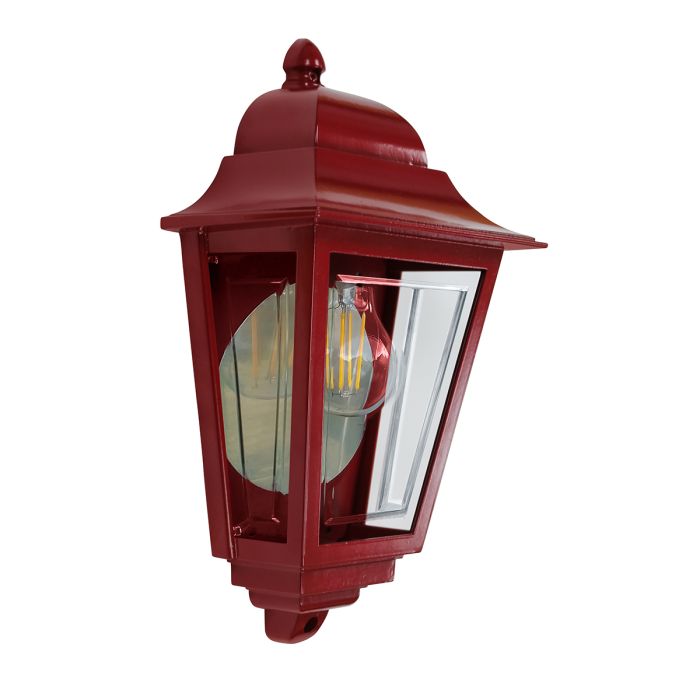 Deco Lane 1 Light Red Outdoor Half Wall Lantern DECO-LANE7-RED by Elstead Lighting