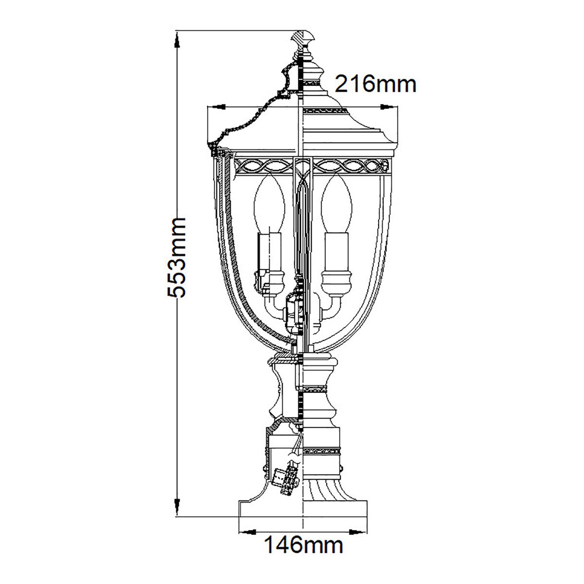 Feiss English Bridle Bronze Medium Outdoor Pedestal Lantern — alternate view