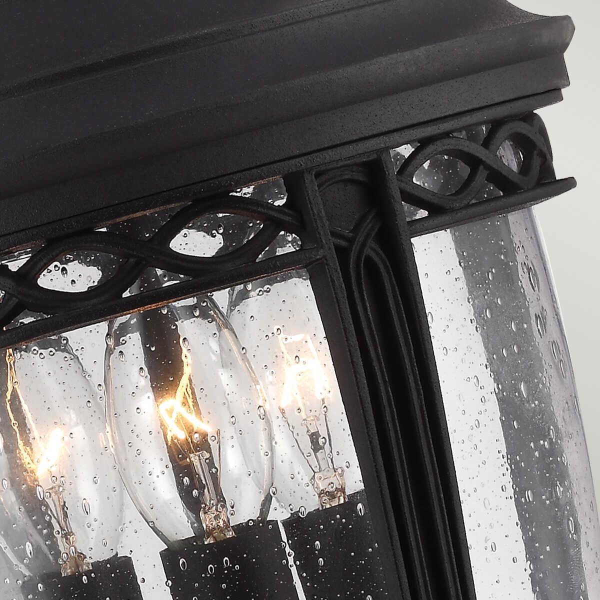 elstead english bridle black finish medium outdoor pendant lantern Close Up LED Bulb