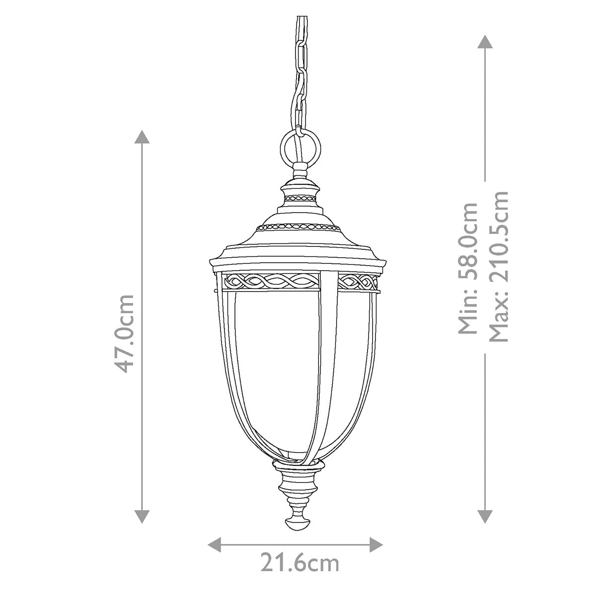Feiss English Bridle Black Medium Outdoor Pendant Light — alternate view