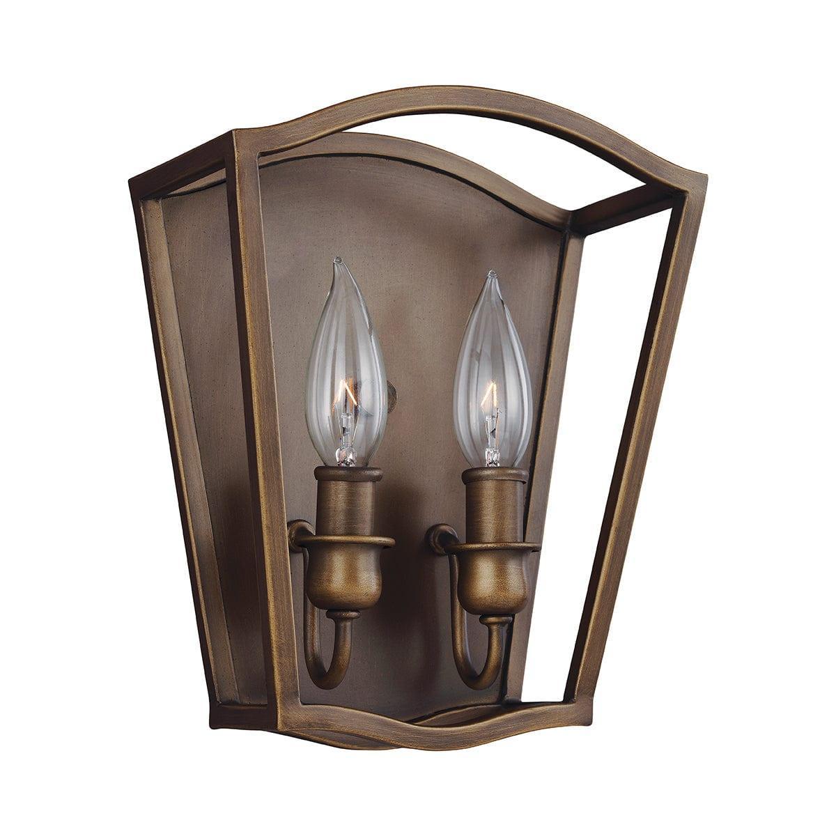 Feiss Yarmouth 2 Light Painted Aged Brass Wall Light-warehouse-clearance-020426