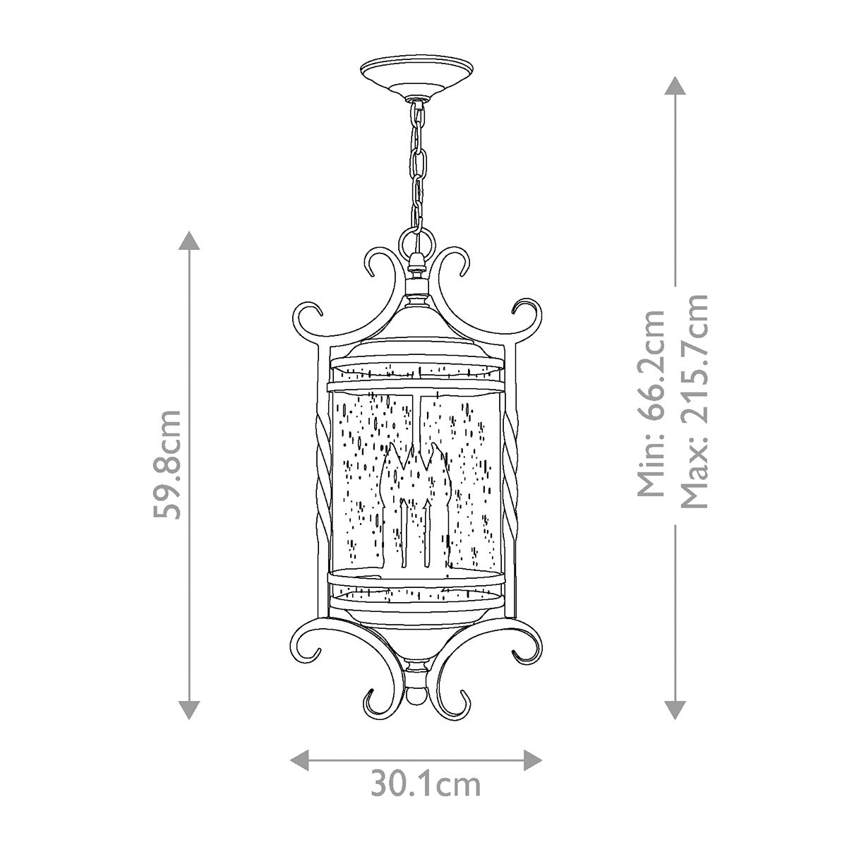 Hinkley Casa 3 Light Black Outdoor Ceiling Chain Lantern — alternate view