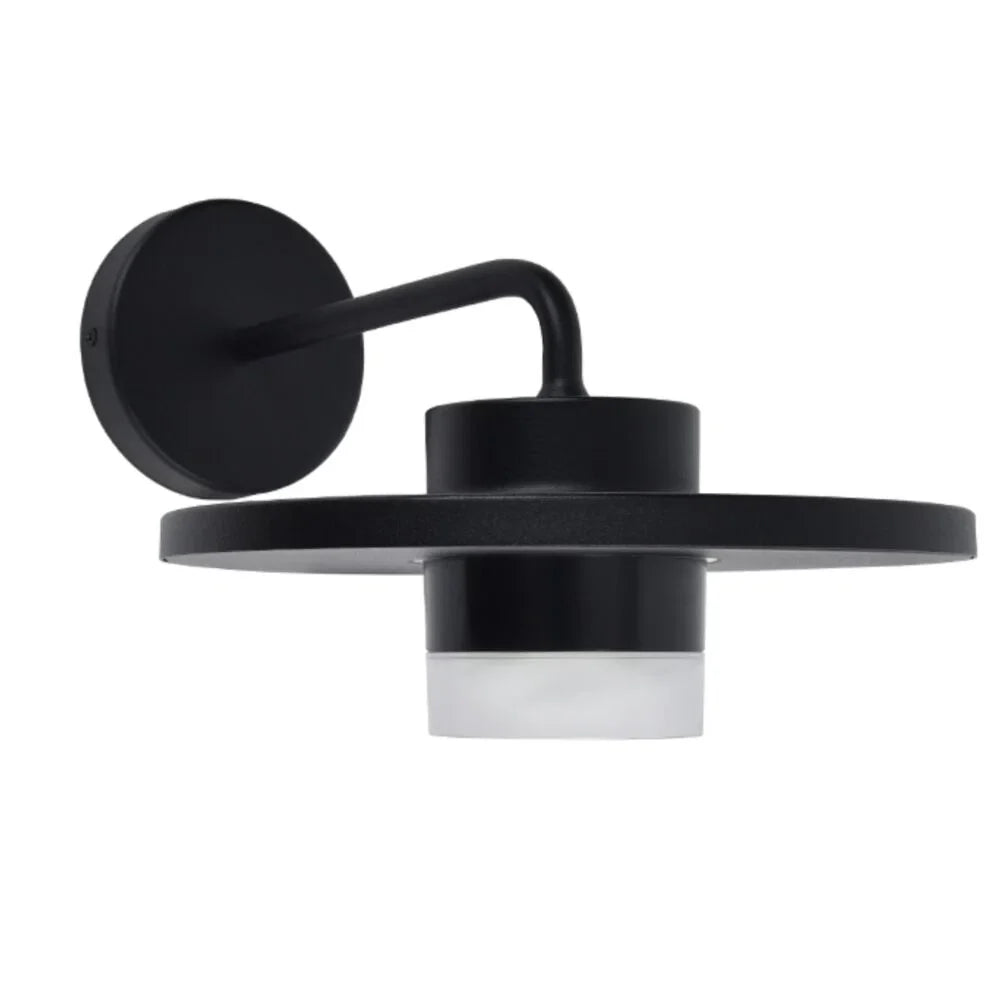 Lutec Plato LED Outdoor Wall Light – Black & Clear Glass (IP54)