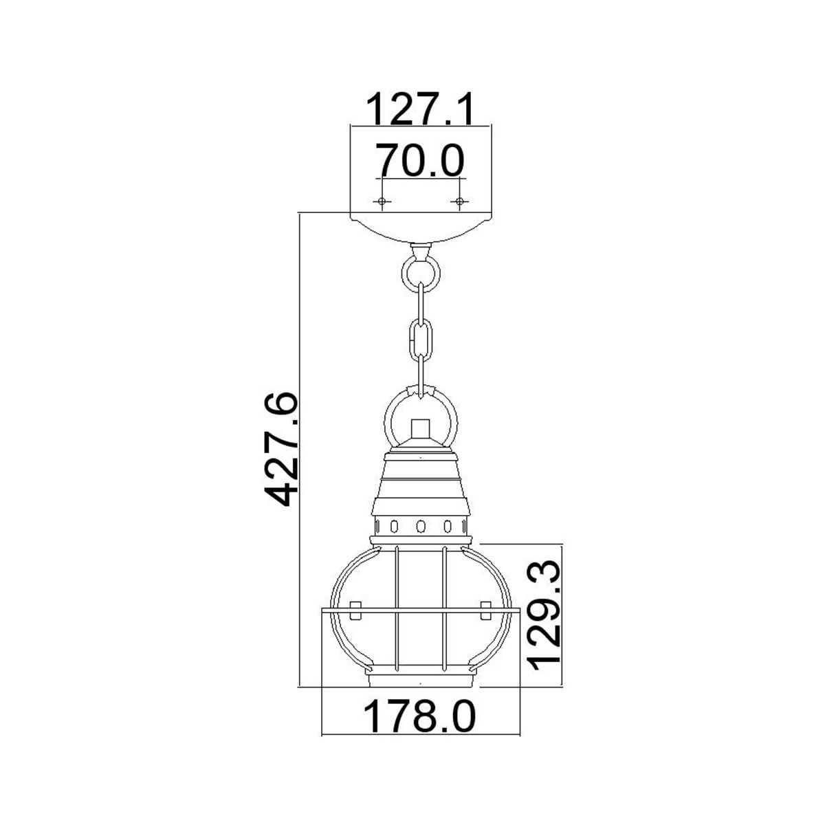 Kichler Bridgepoint 1 Light Small Brass Outdoor Chain Lantern — alternate view