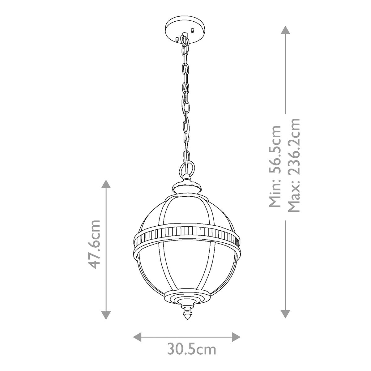 Kichler Halleron 3 Light Bronze Outdoor Chain Lantern — alternate view