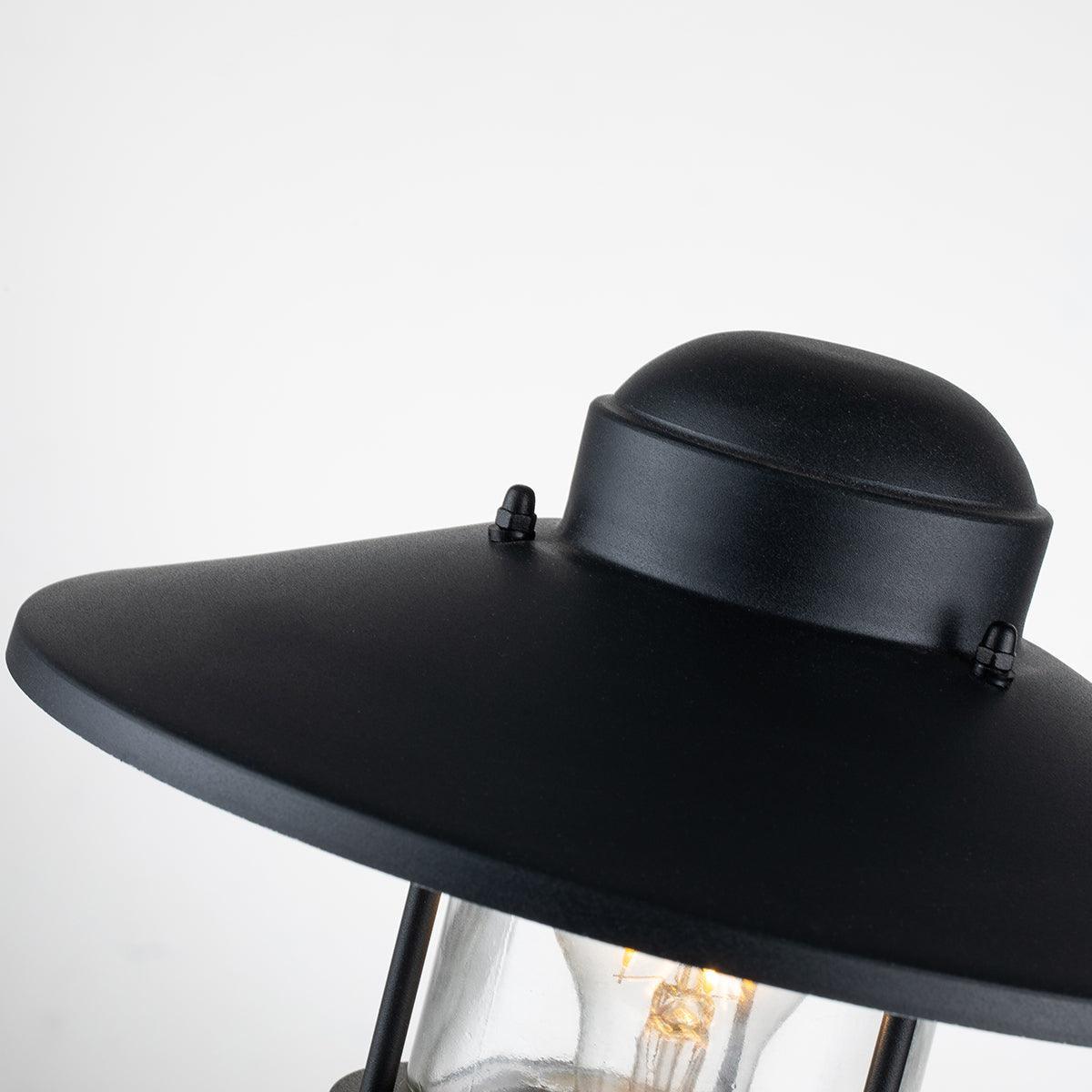 elstead klampenborg 1 light black outdoor pedestal Close Up