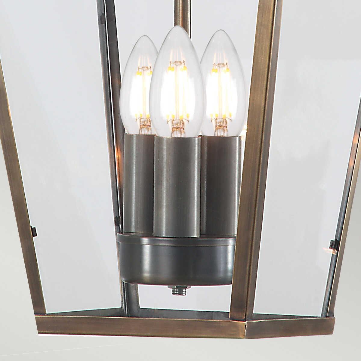 mansion house 3 light brass outdoor chain lantern elstead lighting Detailed Close Up