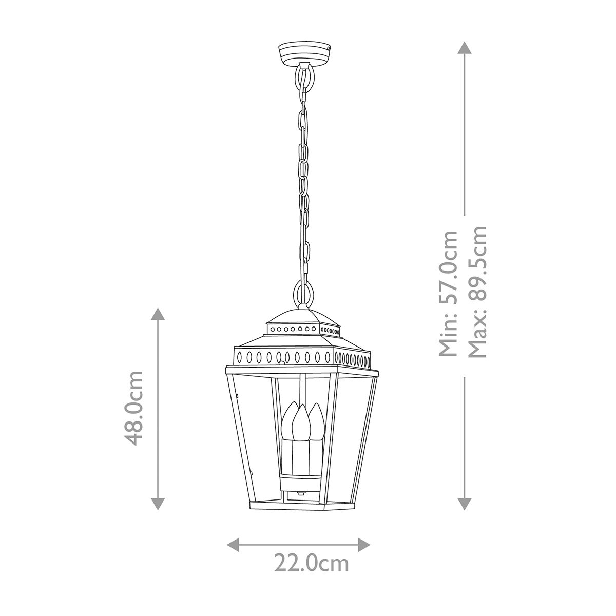 Mansion House 3 Light Brass Outdoor Chain Lantern - Elstead — alternate view