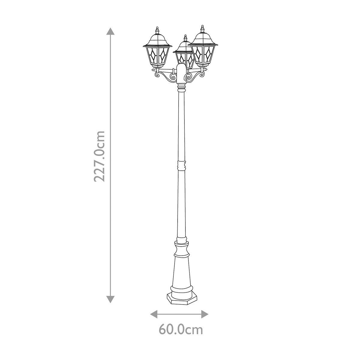 Elstead Norfolk Black Outdoor Three Arm Lamp Post — alternate view