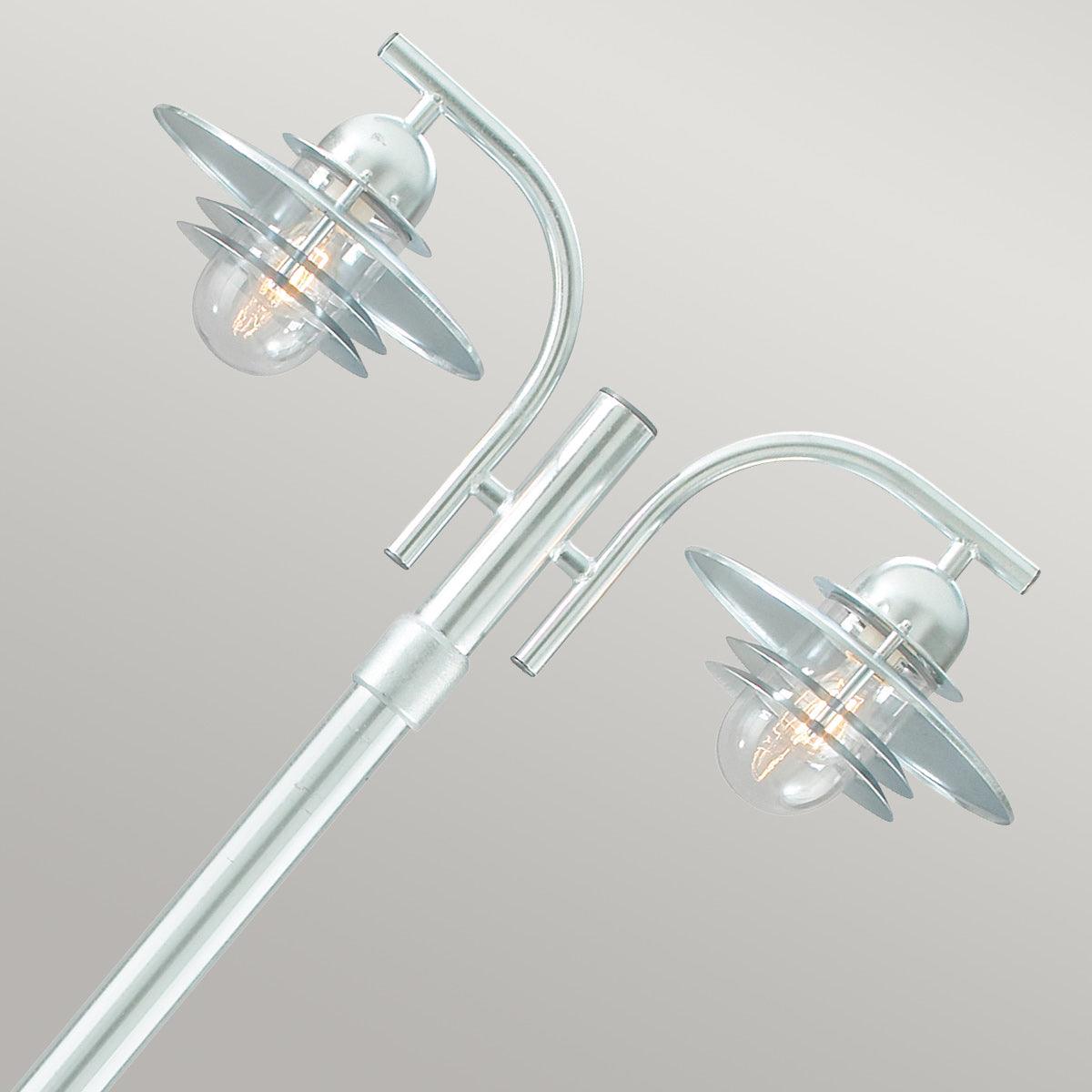 Norlys Oslo 2 Light Galvanized Outdoor Lamp Post — additional angle