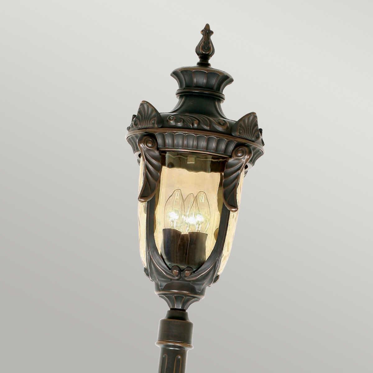 elstead philadelphia old bronze finish large outdoor lamp post lantern Detailed Close Up