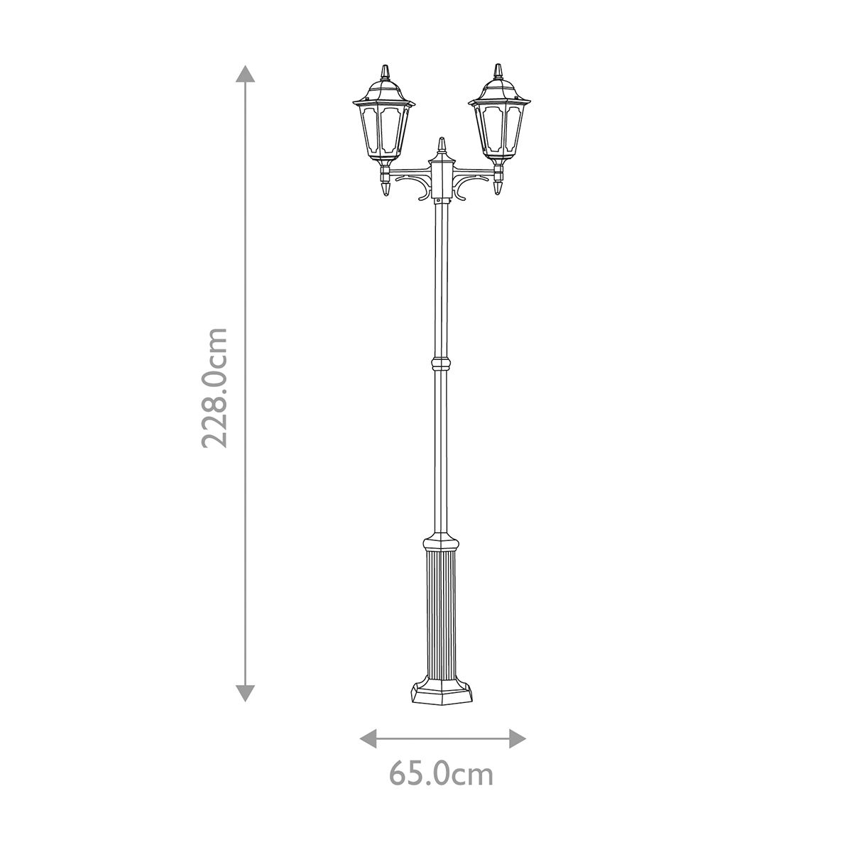 Elstead Parish Black Outdoor Twin Arm Lamp Post — alternate view