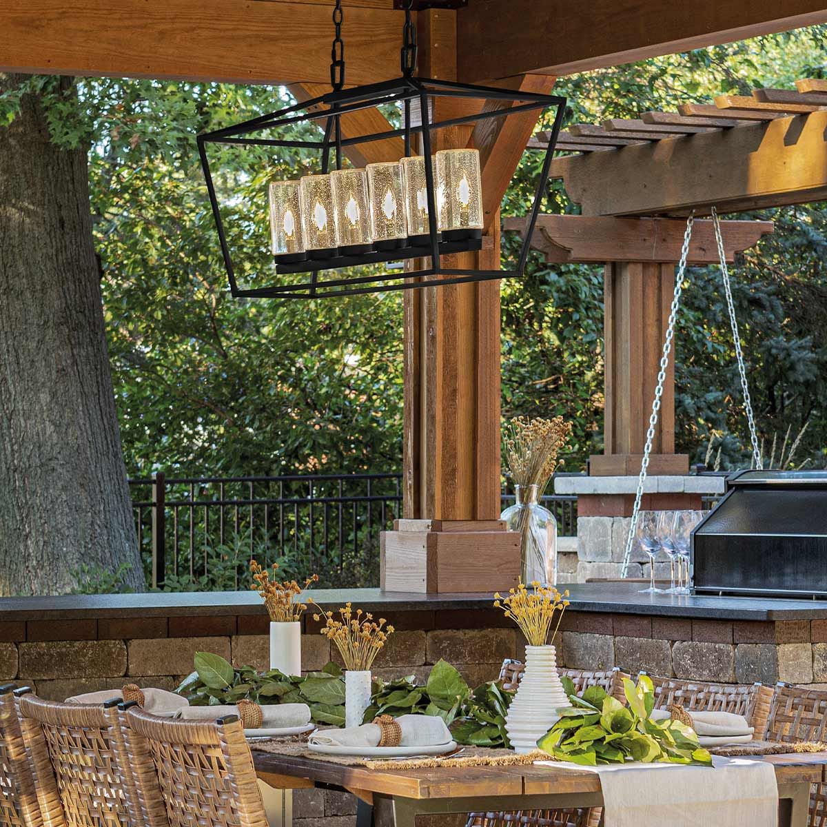 Alford Place 6 Light Outdoor Linear Pendant by Elstead Lighting — suits living rooms, dining rooms & hallways