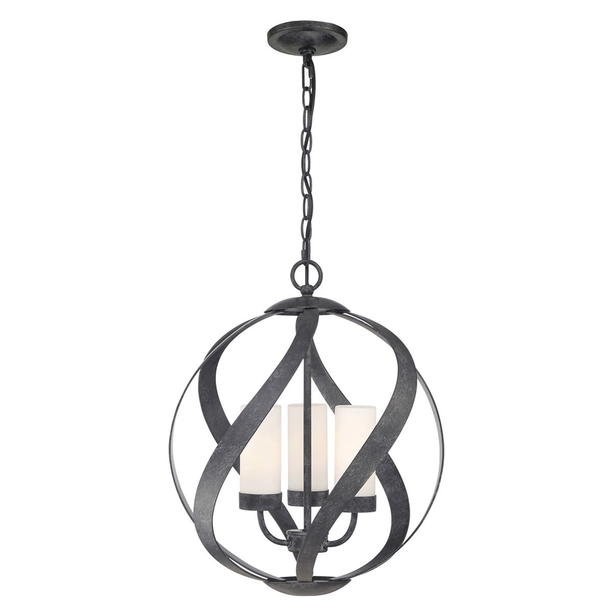 Blacksmith 3 Light Outdoor Chandelier By Quintiesse Lighting QN-BLACKSMITH-3P-OBK