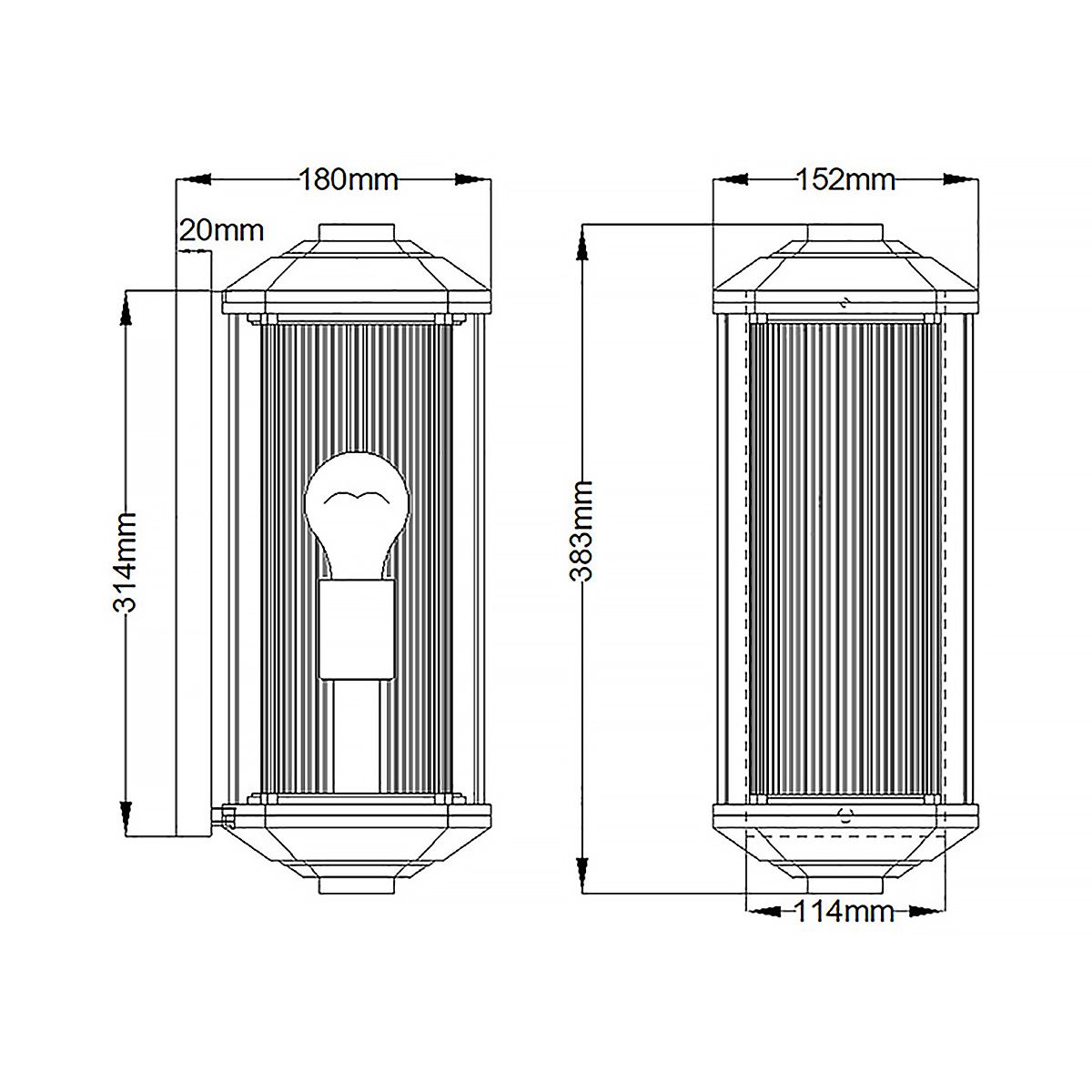 Castelle Black Medium Outdoor Wall Lantern
