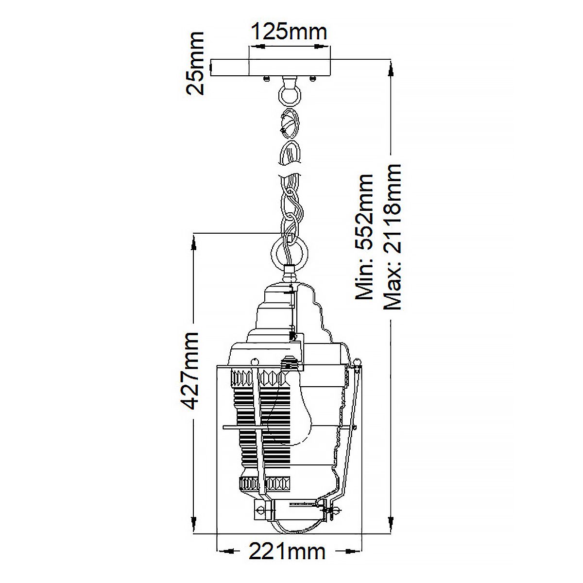 Chance Harbor Zinc Outdoor Chain Lantern