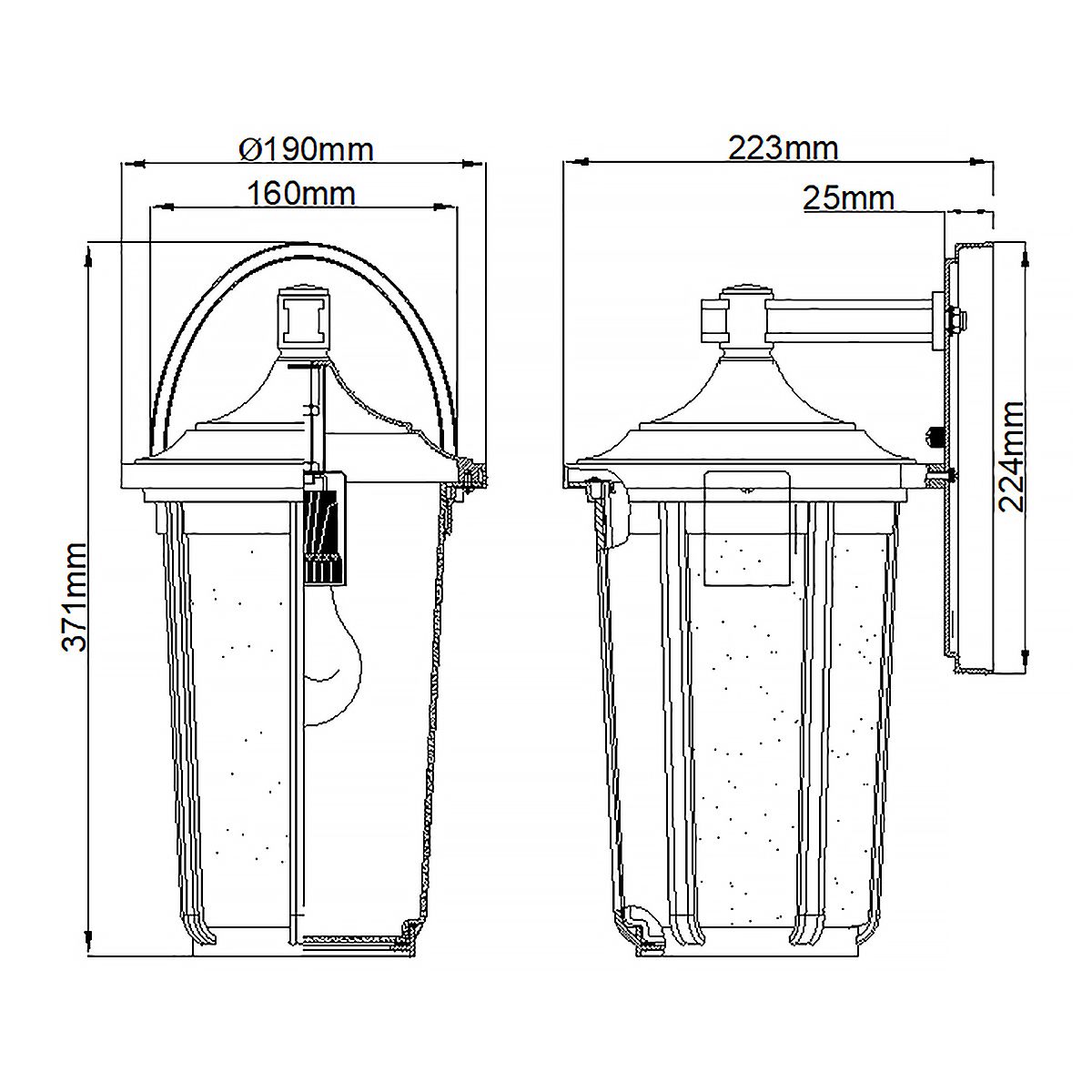 Fairfield 1 Light Large Black Outdoor Wall Lantern